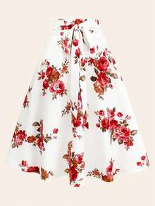 GlowEve CURVE Chân váy in họa tiết thời trang cỡ lớn dành cho nữ, có nơ thắt eo, thích hợp cho mùa xuân/hè. - Nhiều màu - Xem 6