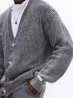 SUMWON Ribbed Knit Button Front Cardigan Long Sleeve V-Neck Casual Winter Sweater Layering Piece
