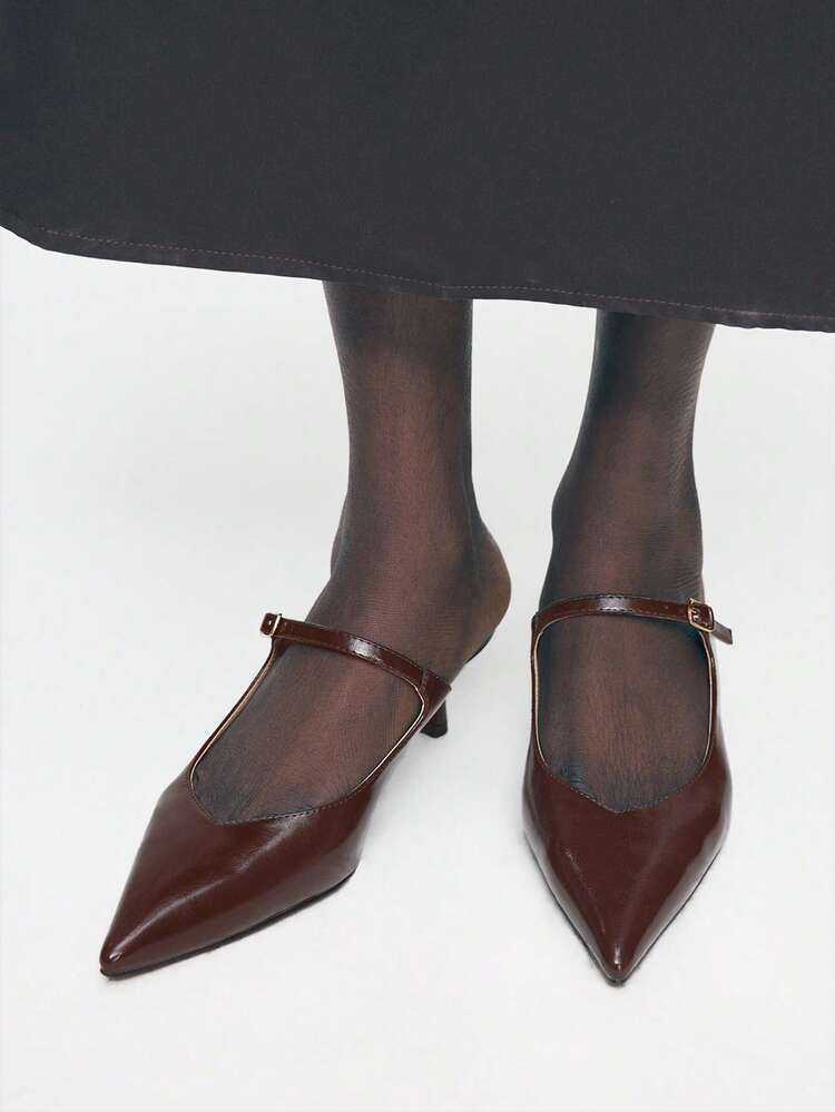 Mnmlis Women's Pointed Toe Mary Jane Strap Fashionable Personalized High Heel Pumps For Christmas Valentine's Day - Coffee Brown - View 7