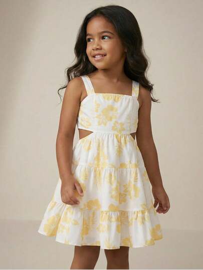 Maija Kids Rochie de vacanță pentru fete tinere, casual, elegantă, delicată, lejeră, drăguță, cu siluetă florală, fără mâneci, potrivită pentru purtare zilnică, întoarcerea la școală, ieșiri, întâlniri, festivaluri, primăvară și vară