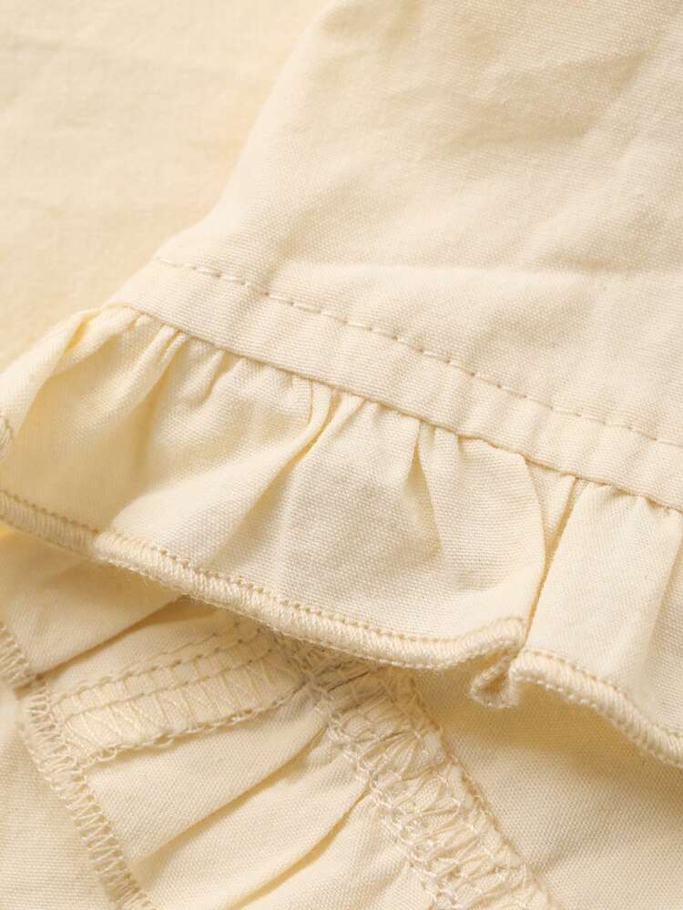 Women's V-Neck Frill Trim Casual Fitted Cardigan T-Shirt Summer