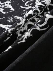 ROMWE MEN Goth 男士哥特图案圆领休闲百搭日常短袖T恤 - 黑色 - 查看 6