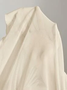 Ontre 2026SS Estilo Estocolmo, Conjunto de Professora Feminino, Vestuário Feminino, Top de Tricô Gola Alta, Top de Verão Elegante, Top de Manga Longa com Tela, Top Básica Casual para Escritório, Férias, Praia, Viagem, Conjunto de Escritório Feminino - Bege - Visão 6