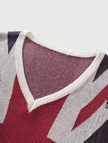 ROMWE MEN Men's Sleeveless Fashionable Knit Casual Versatile Jacquard Distressed Tank Top - Multicolor - View 3