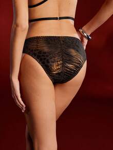 蛇纹涂层闪亮反光朋克风褶皱紧身迷你裙，适合酒吧、派对、音乐节等场合穿着。 - 彩色 - 查看 1