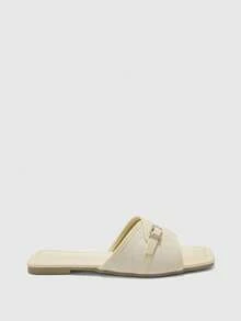 CUCCOO BIZCHIC Simple And Versatile Temperament Comfortable Fashion Generous Commuter Vacation Beach Flat Sandals Spring Shoes - Milk apricot - View 2