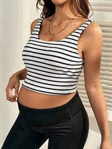 SHEIN 孕妇罗纹短款休闲哺乳背心 - 白色 - 查看 7