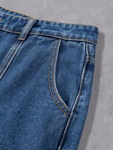 Manfinity Denimwave Men's Y2K Streetwear Loose Fit Distressed Patchwork Denim Wide Leg Jeans - Dark Wash - View 6