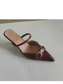 CUCCOO SZL Women's Pointed Toe Metal Decor Elegant High Heel Pumps Spring Shoes - Burgundy - View 13