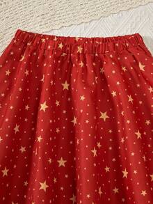 两件套，少女本地品牌月亮花朵短袖T恤和星星印花裙，舒适时尚 - 彩色 - 查看 11