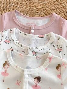 SHEIN 新生女宝宝碎花柔软舒适连体衣套装，时尚简约 - 彩色 - 查看 8