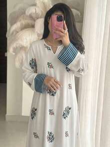 Yasmyna 女士宽松印花长袖阿拉伯风格连衣裙 - 彩色 - 查看 8