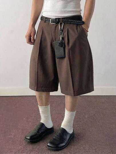 SWAVVY 男士休闲纯色褶皱宽松裤，适合日常穿着