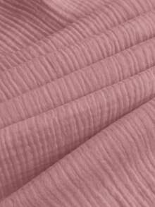 Comfortcana 夏季纯色褶皱纹理面料宽松抽绳腰带休闲度假阔腿裤，大码 - 淺粉色 - 查看 7