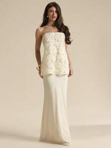 SHEIN BAE Đầm dệt kim màu mơ, đầm không tay thanh lịch thích hợp cho kỳ nghỉ, đi biển, làm phù dâu, dự đám cưới, mùa xuân/hè. - Màu be - Xem 1