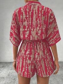 SHEIN Unity 印花蝙蝠袖系带连体裤（女款） - 彩色 - 查看 2