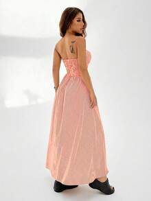 asdMainGRL Vestido de tirantes sin mangas con estampado de rayas para mujer, ideal para el veranoasd XGXO - Naranja - Ver 2