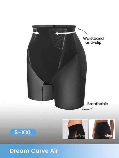 LUVLETTE Smoothing Shaping High-Waist Tummy Control No-Show Shapewear  Breathable  Black Shorts