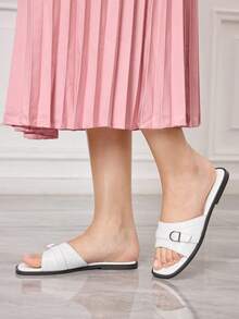 Sleekvia 女士舒适平底防滑多功能金属户外人字拖 - 白色 - 查看 5