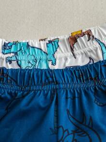 男婴圆领短袖休闲可爱卡通图案百搭T恤套装 - 彩色 - 查看 5
