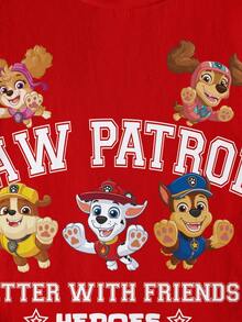 SHEIN | PAW Patrol 男童卡通图案印花圆领短袖T恤，全印花，夏季款 - 白色 - 查看 3