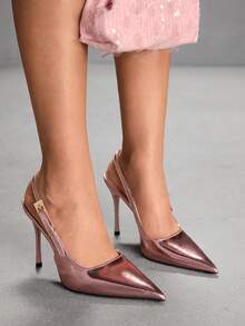 CUCCOO SZL Giày cao gót nữ mùa xuân - Màu champagne kim loại - Xem 5