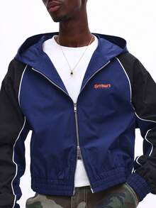 Áo khoác nỉ nam SUMWON kiểu dáng rộng rãi, có khóa kéo toàn thân và dây rút ở mũ, thiết kế phối màu, thích hợp cho mùa xuân và thu. - Nhiều màu - Xem 5