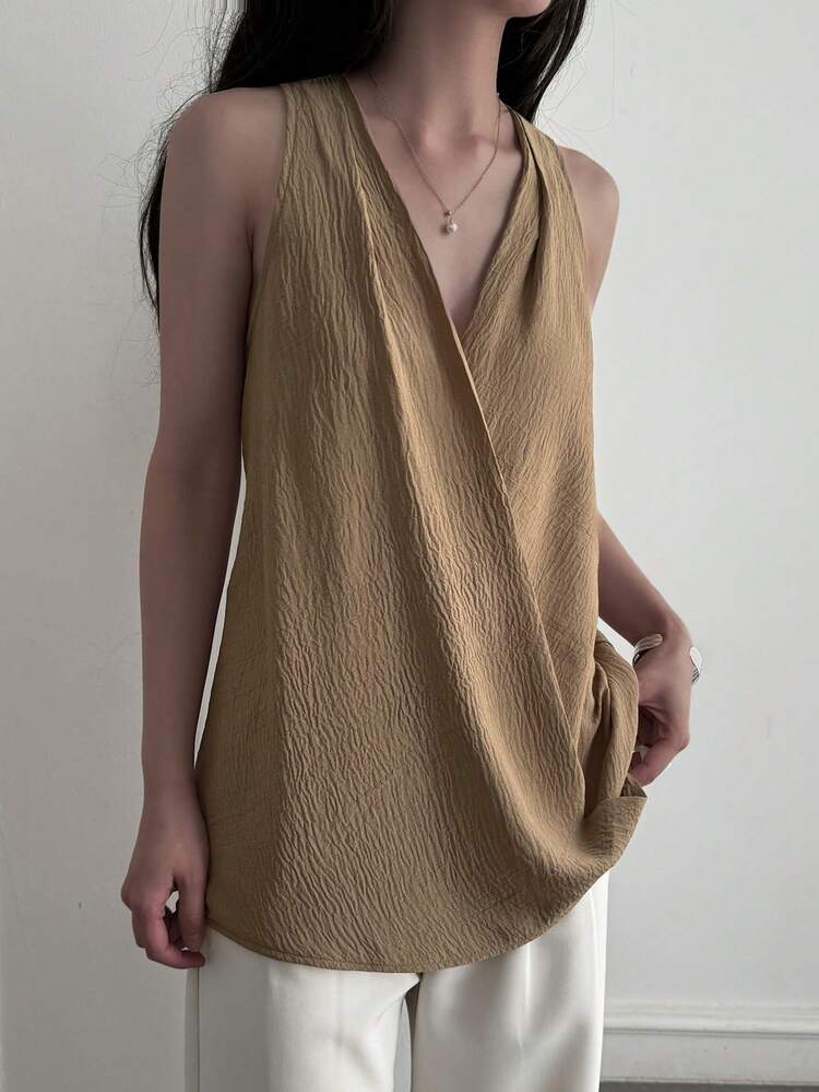 Women's Solid Color V-Neck Sleeveless Top Summer