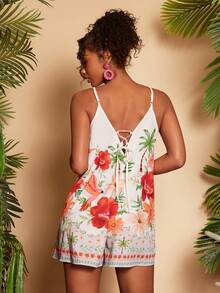 Travachic Tropical Print Camisole Jumpsuit - Multicolor - View 2