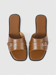 Sleekvia 女士舒适平底防滑多功能金属户外人字拖 - 棕色 - 查看 2