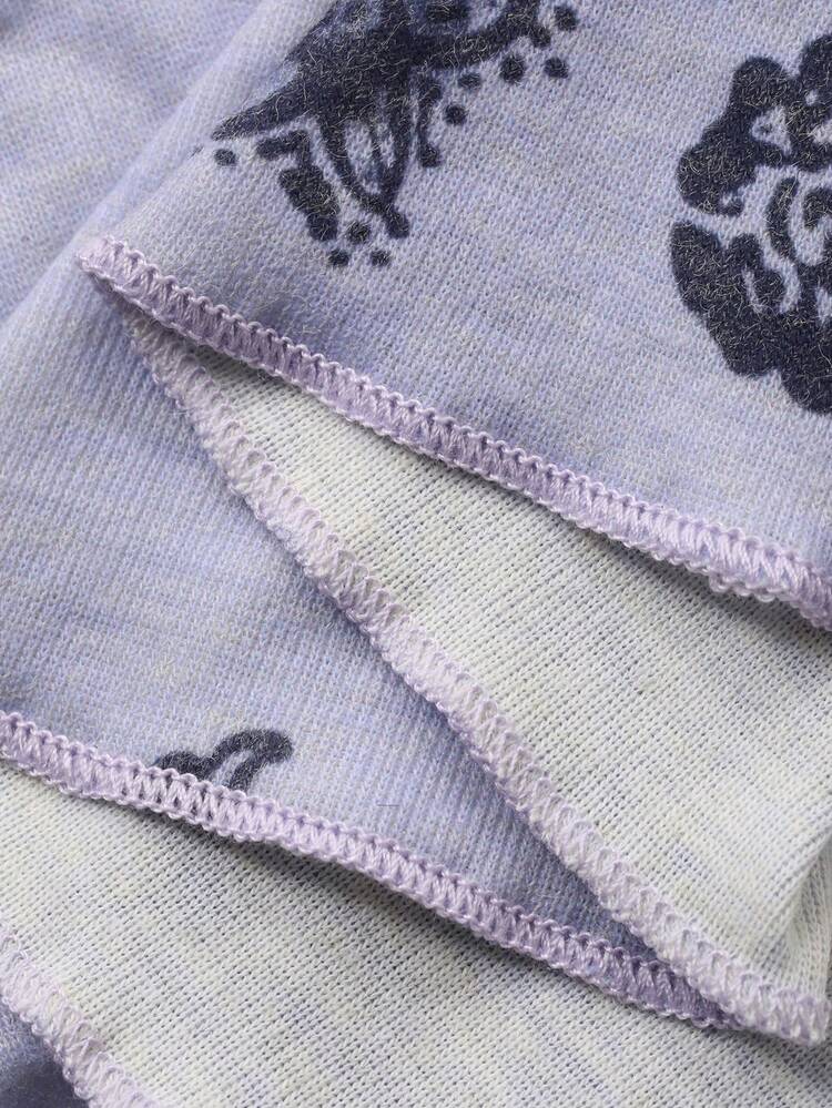 Floral Print Cinched Waist Long Nightgown With Tie Neck For Women