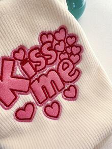 PETSIN 1pc Cat/Dog Universal Clothes, Embroidered Heart-Shaped Pattern Pet Sweater, Comfortable Spring Casual Pullover - White - View 5