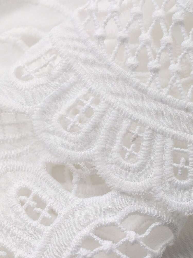 Women's Solid Color Lace Jacquard Fabric Elastic Waist Wide Leg Casual Vacation Shorts, Summer