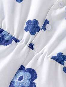 女童碎花翻领露背连体裤 - 彩色 - 查看 6