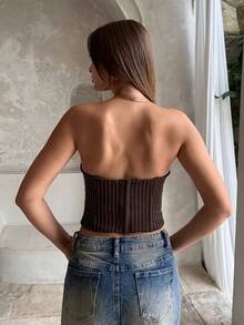 Aloruh Áo ngực nữ thanh lịch, co giãn, họa tiết da báo, kiểu cúp ngực, corset ôm sát, cúp ngực xếp ly, dây đeo vai thắt nơ, thích hợp cho các buổi hòa nhạc, nhạc đồng quê, hộp đêm và các bữa tiệc gợi cảm. Áo corset dự tiệc gợi cảm và thanh lịch. - Màu Khaki - Xem 3