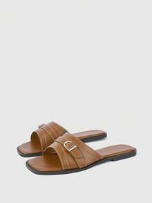 Sleekvia 女士舒适平底防滑多功能金属户外人字拖 - 棕色 - 查看 10