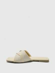 CUCCOO BIZCHIC Simple And Versatile Temperament Comfortable Fashion Generous Commuter Vacation Beach Flat Sandals Spring Shoes - Milk apricot - View 8