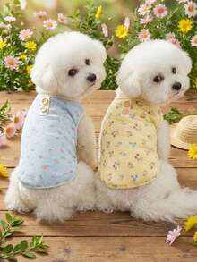 PETSIN Blue Cute Minimalist Casual Home Bear Pattern Soft Fabric Lightweight Breathable Pet Vest, Suitable For Cats & Dogs, Popular In Europe & US, Spring/Summer - Multicolor - View 2