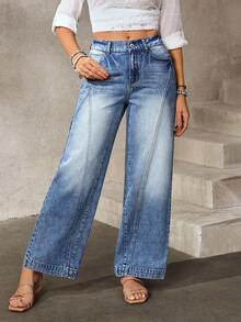 EMERY ROSE Women's Casual Everyday Washed Slant Pocket Straight Leg Jeans - Blue - View 4