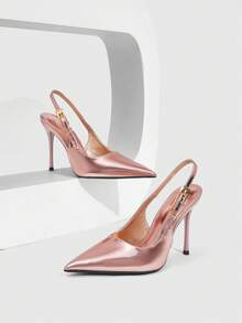 CUCCOO SZL Giày cao gót nữ mùa xuân - Màu champagne kim loại - Xem 4