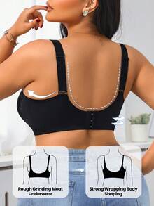 1 chiếc áo ngực nữ không gọng, phối ren, dây đeo rộng, thoải mái, thích hợp mặc hàng ngày. - màu đen - Xem 2