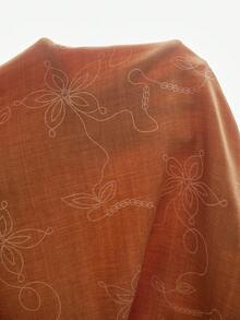 新款女士仿刺绣印花短袖长裤开衫睡衣套装，春夏款 - 彩色 - 查看 7