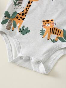 SHEIN 6pcs Newborn Baby Unisex Casual Knit Funny Cartoon Print Short Sleeve Romper Basic Bodysuit Set,Kids - Multicolor - View 6