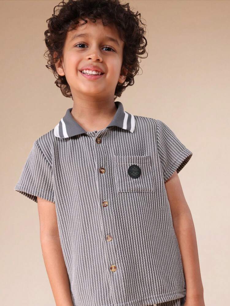 Striped Shirt And Shorts Set