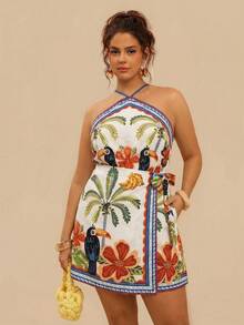 Travachic 休闲时尚印花夏季无袖女式连衣裙 热带风情连衣裙 女士沙滩吊带裙 度假连衣裙 巴西热带风情保暖度假印花，女士休闲连衣裙 - 彩色 - 查看 5