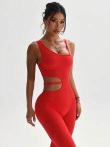 Dewbera Women Seamless Sleeveless Sexy Jumpsuit Pants - Red - View 5