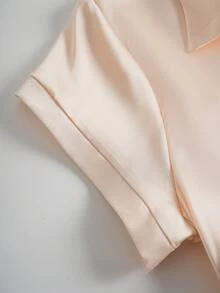 Lyxana Camisa fruncida de un solo color - Albaricoque - Ver 4