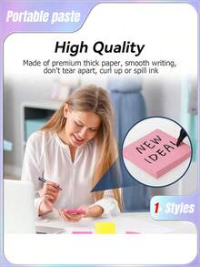 SHEIN 3x3 Sticky Notes, Pastel Self-Adhesive Pads, Easy To Post, Suitable For Home Office School, 1/5 Pad (100 Sheets/Pad) - Multicolor - View 4