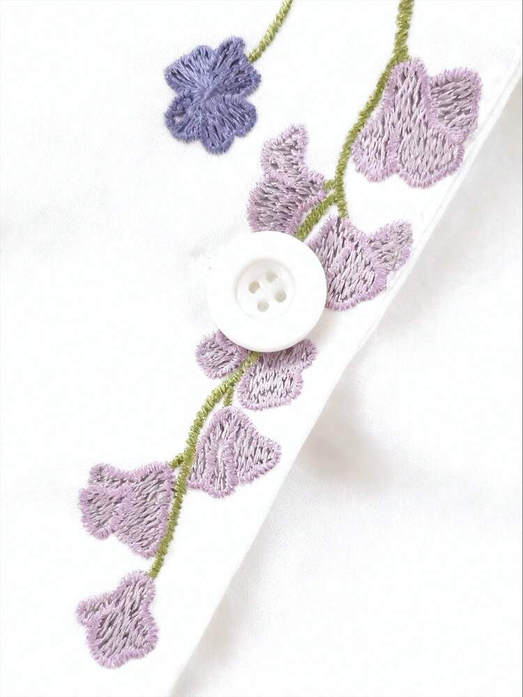 GlowEve CURVE Conjunto de 2 piezas talla grande, blazer de manga larga con flores 3D de alta gama, elegante y lujoso conjunto de cita con chaqueta con botones y pantalones acampanados slim - Blanco - Añade 4