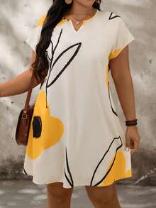 SHEIN LUNE 大码V领短袖休闲印花宽松夏季连衣裙 大码休闲连衣裙 夏季大码连衣裙 曲线休闲连衣裙 柠檬连衣裙 大码女装休闲连衣裙 大码夏季女装连衣裙 女士夏季服装 女装批发 女士休闲连衣裙 夏季大码女装 夏季大码女装 大码女装网店 - 黃色 - 查看 5